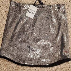 Forever 21 Silver Sequin Mini Skirt